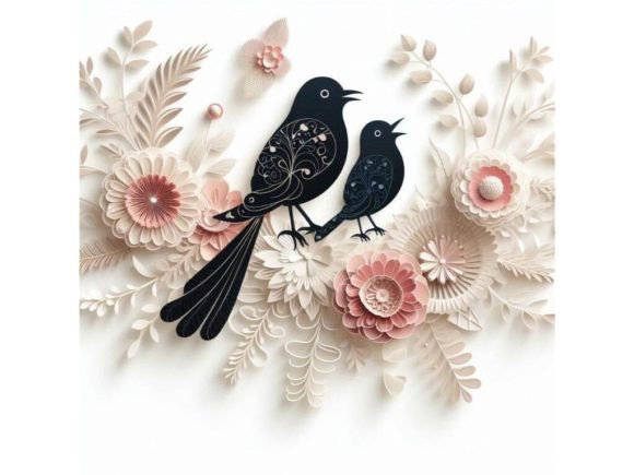 Download Birds with Soft 3D Floral Embellishments - Floral embellishments Collection