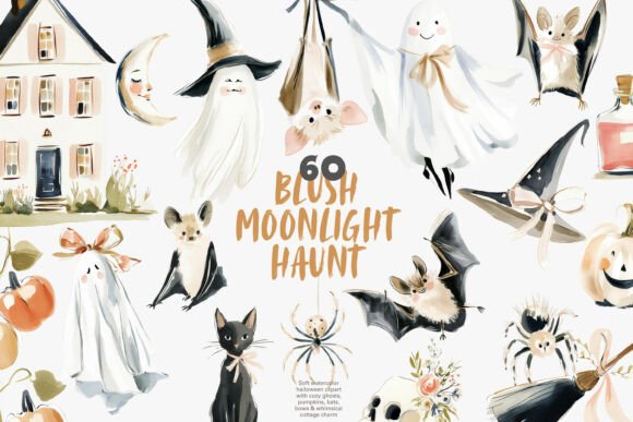 Download Soft Blush Halloween Clipart Bundle - Blush Collection