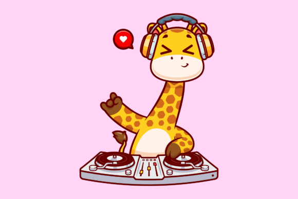 Cute Giraffe Playing Dj Electronic Music - Download Now