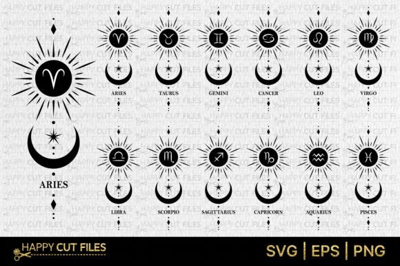 Zodiac Sign Celestial Magic Mystical Svg - Download Now