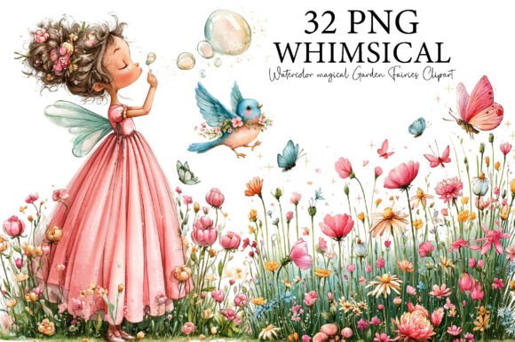 Watercolor Magical Garden Fairies PNG - Download Now