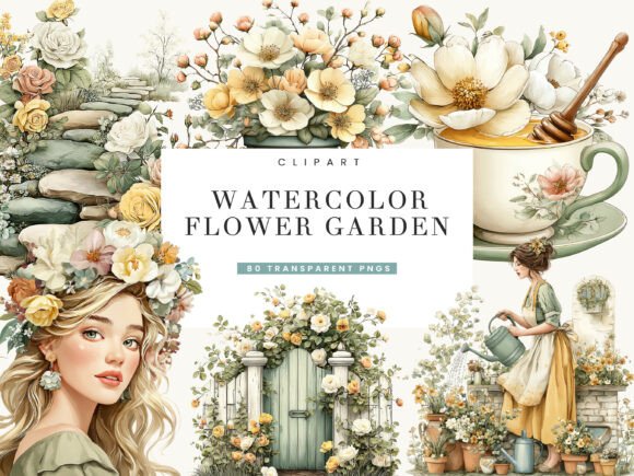 Watercolor Flower Garden Clipart Bundle - Download Now