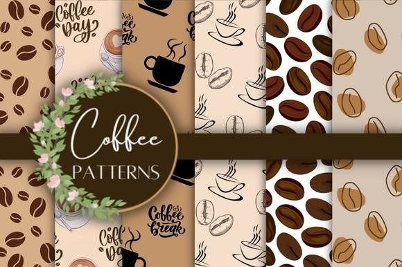 Coffee Patterns Wallpaper Digital Paper - Download Now
