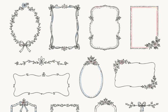 Whimsical Vintage Wedding Frames and Flo - Download Now