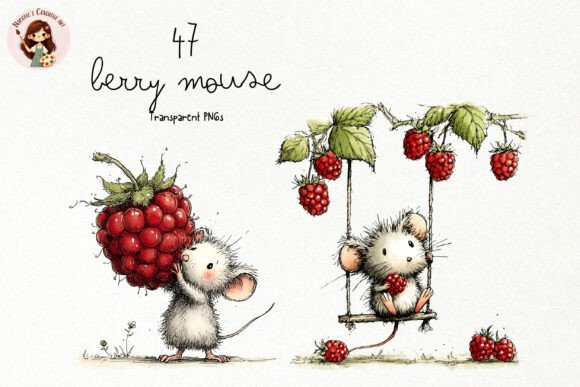 Download Cute Berry Mouse Watercolor PNG Clipart - Art Collection