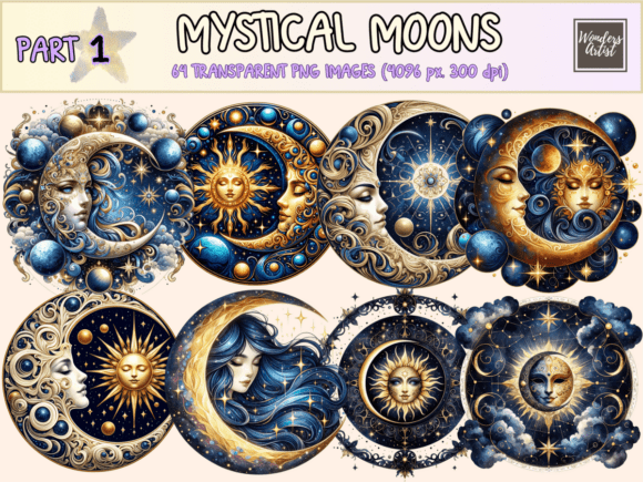 Mystical Moons Clipart - Download Now