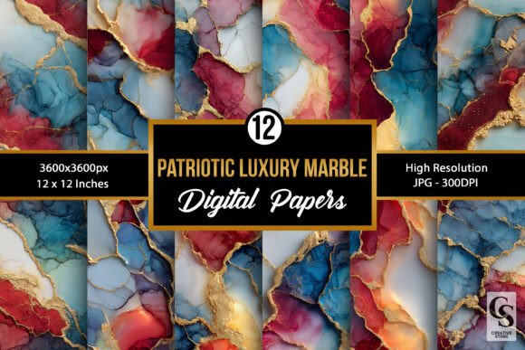 Patriotic Luxury Marble Digital Paper - Download Now